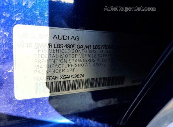 WAUFFAFLXGA009824 2016 AUDI A4 Синий Вид подкапотного пространства