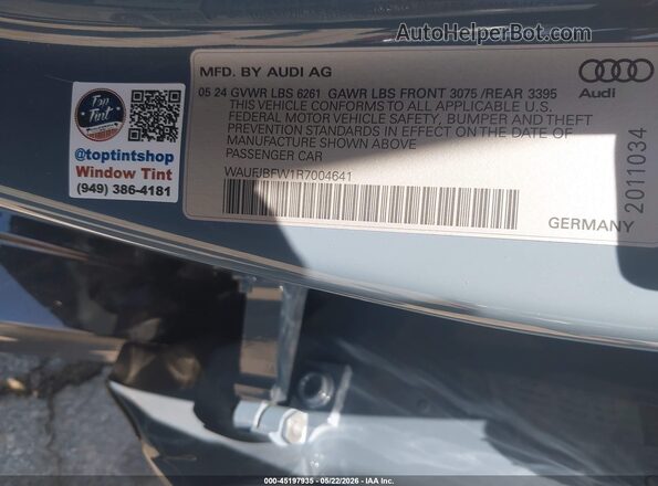 WAUFJBFW1R7004641 2024 AUDI E-TRON Gray Вид підкапотного простору