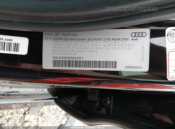 WAUG3AFC8JN023931 2018 AUDI A6 Черный 