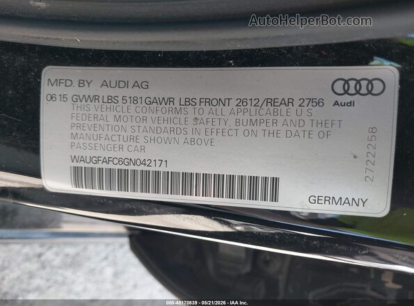 WAUGFAFC6GN042171 2016 AUDI A6 Black Вид підкапотного простору