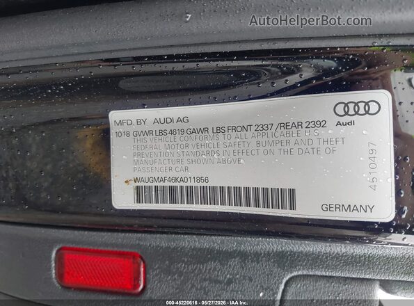 WAUGMAF46KA011856 2019 AUDI A4 Черный Вид подкапотного пространства