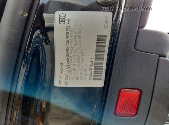 WAUGMAF47HN067516 2017 AUDI A4 Black VIN sticker view