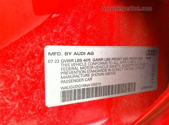WAUGUDGY9NA105575 2022 AUDI A3 Red Widok komory silnika