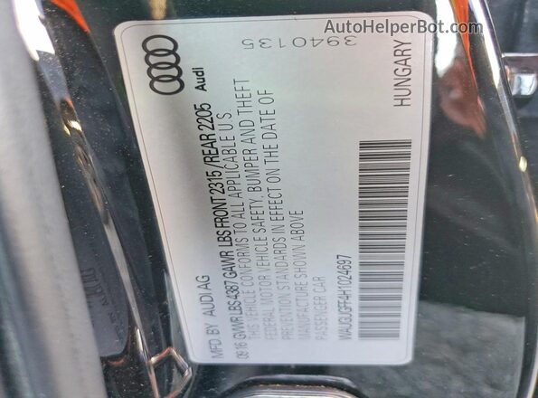 WAUGUGFF4H1024697 2017 AUDI A3 Черный Вид подкапотного пространства
