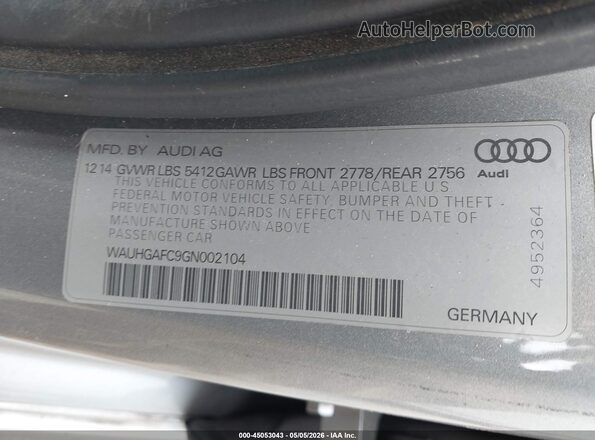 WAUHGAFC9GN002104 2016 AUDI OTHER Silver 