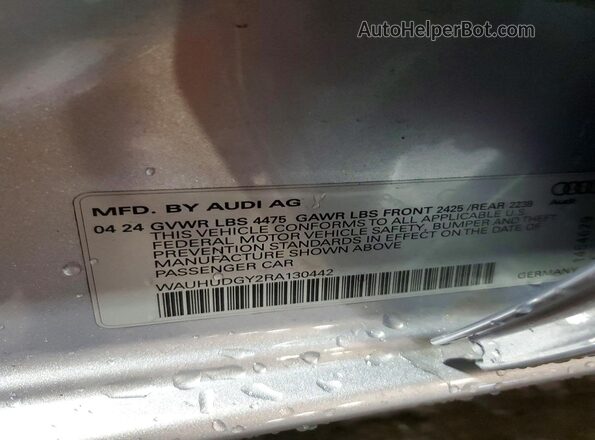 WAUHUDGY2RA130442 2024 AUDI A3 Silver ძრავის განყოფილების ხედი