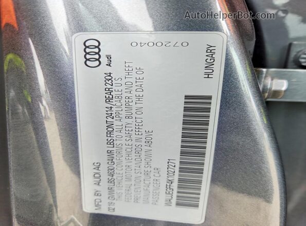 WAUJEGFF4K1027271 2019 AUDI A3 Gray Շարժիչի բաժամունքի տեսք