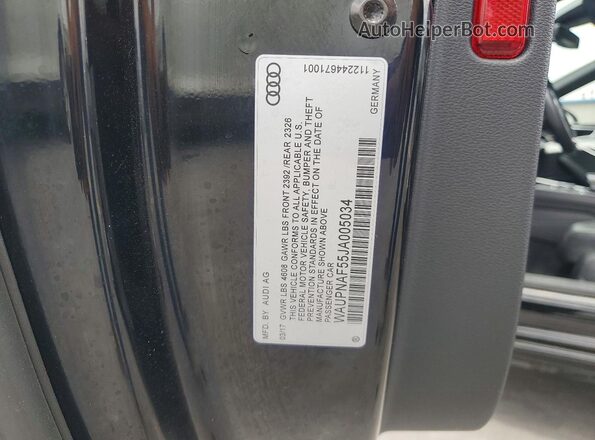 WAUPNAF55JA005034 2018 AUDI A5 Black ძრავის განყოფილების ხედი