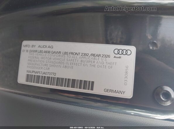 WAUPNAF57JA073772 2018 AUDI A5 Gray Շարժիչի բաժամունքի տեսք