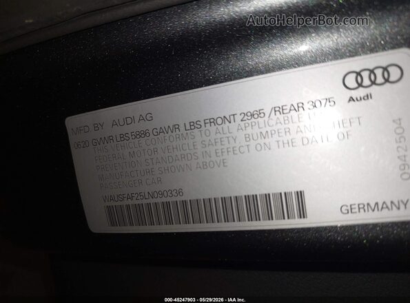 WAUSFAF25LN090336 2020 AUDI S7 Серый Вид подкапотного пространства