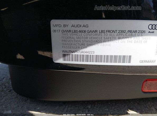 WAUTNAF57JA044223 2018 AUDI OTHER Black 