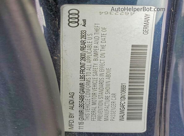 WAUWGAFC1GN106691 2016 AUDI A7 Синий Вид подкапотного пространства