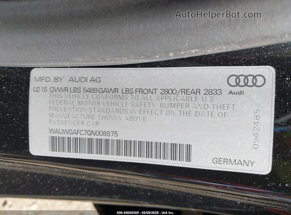 WAUWGAFC7GN008975 2016 AUDI OTHER Black 