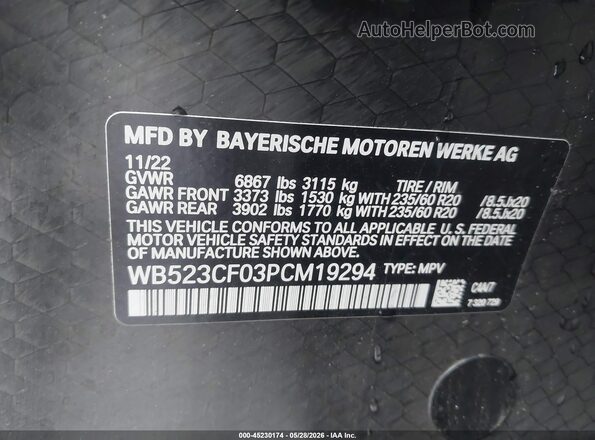 WB523CF03PCM19294 2023 BMW IX Серый Вид подкапотного пространства
