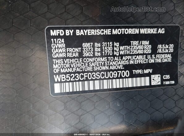 WB523CF03SCU09700 2025 BMW IX Teal Vista del compartimento del motor