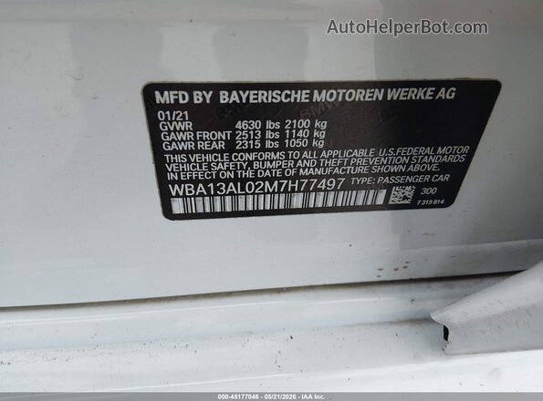WBA13AL02M7H77497 2021 BMW M2 Белый Вид подкапотного пространства