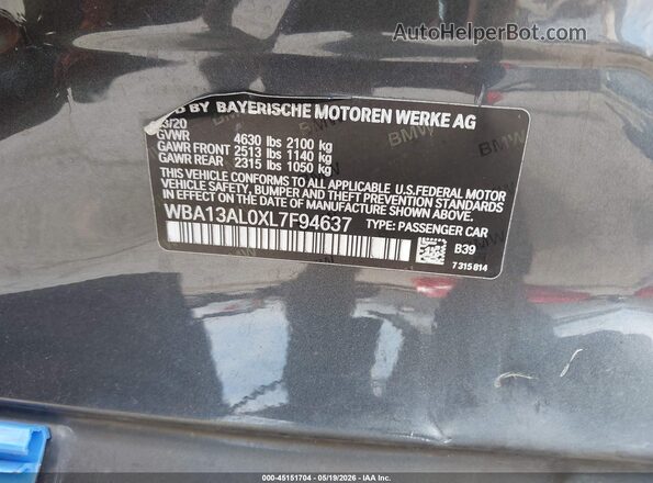 WBA13AL0XL7F94637 2020 BMW 7 SERIES Gray 