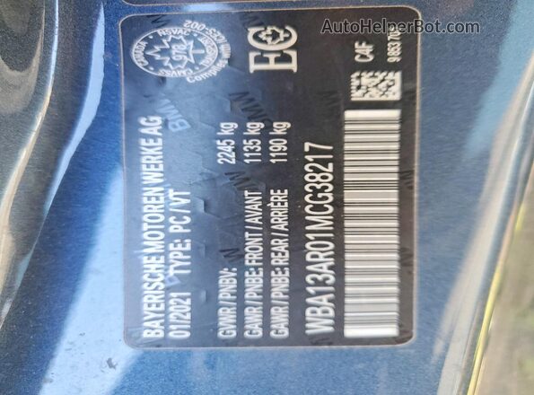 WBA13AR01MCG38217 2021 BMW M4 Blue Вид підкапотного простору
