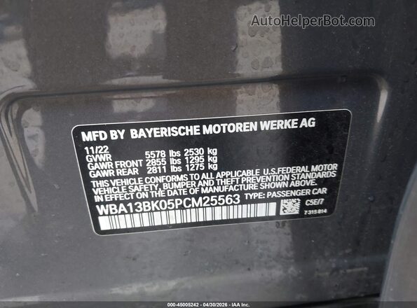 WBA13BK05PCM25563 2023 BMW M5 Gray Vista del compartimento del motor