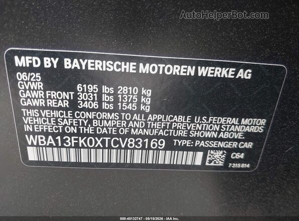 WBA13FK0XTCV83169 2026 BMW 5 SERIES Gray Շարժիչի բաժամունքի տեսք