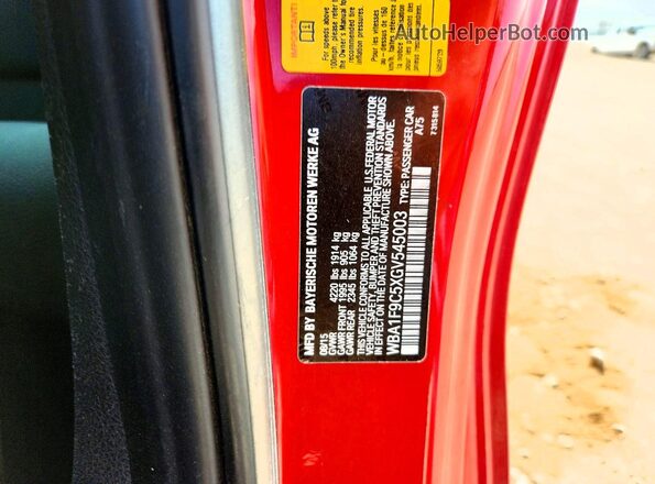 WBA1F9C5XGV545003 2016 BMW 2 SERIES Red Vista del compartimento del motor
