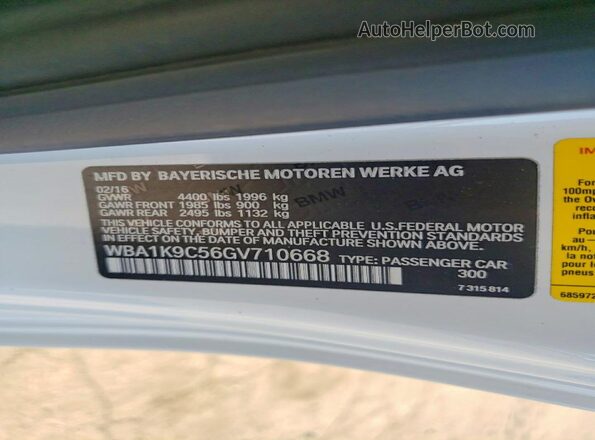 WBA1K9C56GV710668 2016 BMW 2 SERIES White Engine compartment view
