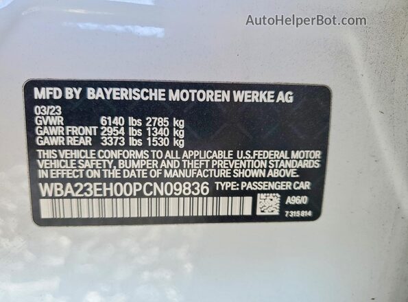WBA23EH00PCN09836 2023 BMW 7 SERIES White Շարժիչի բաժամունքի տեսք