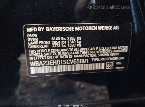 WBA23EH01SCV65891 2025 BMW 7 SERIES Black Вид підкапотного простору