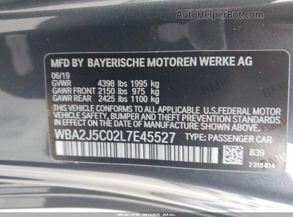 WBA2J5C02L7E45527 2020 BMW M2 Gray Widok komory silnika