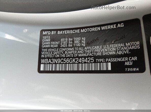 WBA3N9C56GK249425 2016 BMW 7 SERIES Silver Вид підкапотного простору