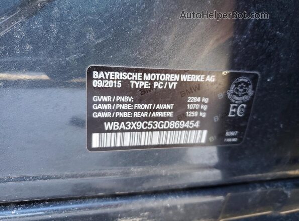 WBA3X9C53GD869454 2016 BMW 3 SERIES Black Vista de la etiqueta del VIN
