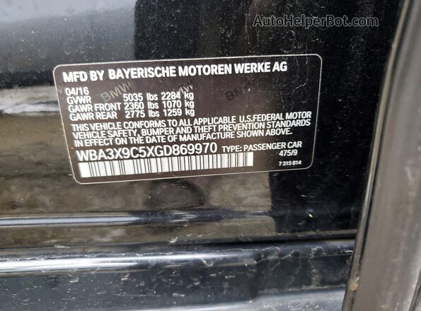 WBA3X9C5XGD869970 2016 BMW 3 SERIES Черный Вид подкапотного пространства