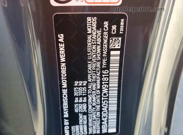 WBA43DA05TCW91816 2026 BMW 4 SERIES Gray VIN კოდის სტიკერის ხედი