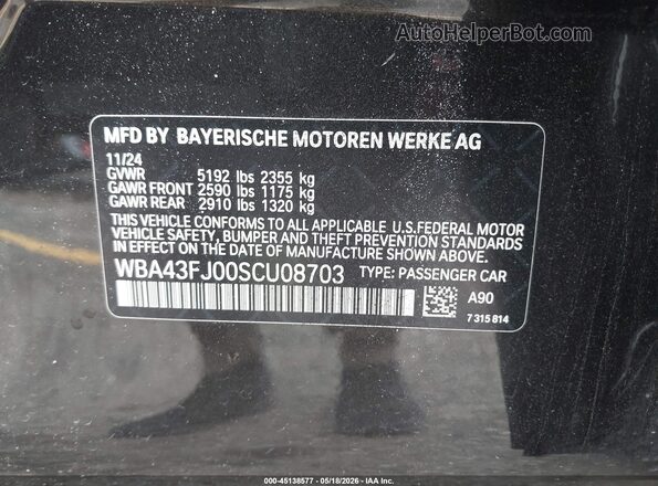 WBA43FJ00SCU08703 2025 BMW 7 SERIES Gray 