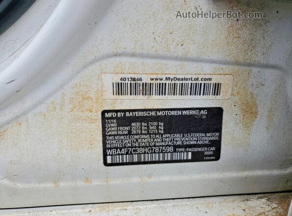 WBA4F7C38HG787598 2017 BMW 4 SERIES White Engine compartment view