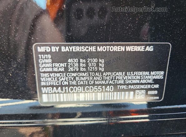 WBA4J1C09LCD55140 2020 BMW 4 SERIES Черный Вид подкапотного пространства