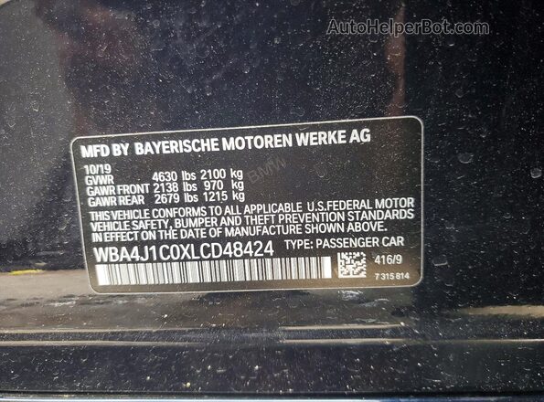 WBA4J1C0XLCD48424 2020 BMW 4 SERIES Black Շարժիչի բաժամունքի տեսք