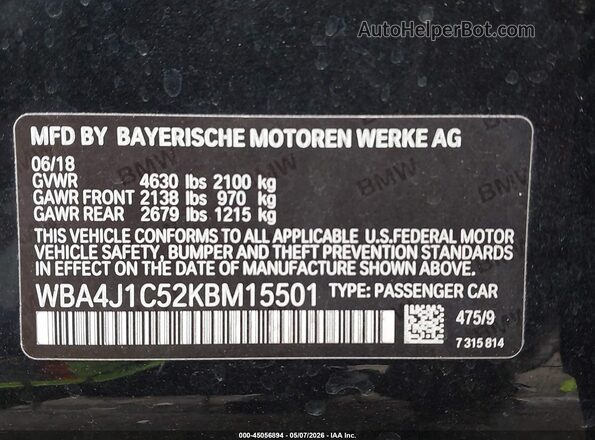 WBA4J1C52KBM15501 2019 BMW 7 SERIES Black 
