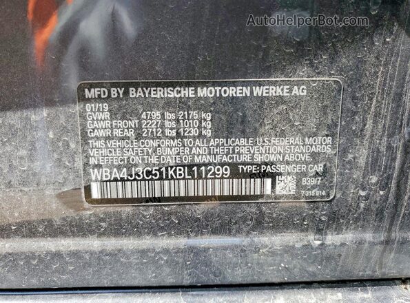 WBA4J3C51KBL11299 2019 BMW 7 SERIES Gray 