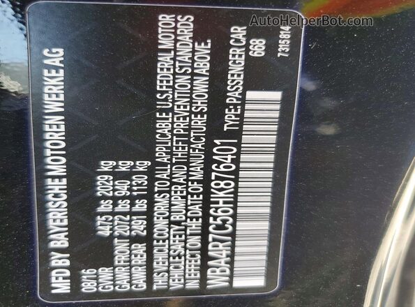 WBA4R7C56HK876401 2017 BMW 4 SERIES Black ძრავის განყოფილების ხედი