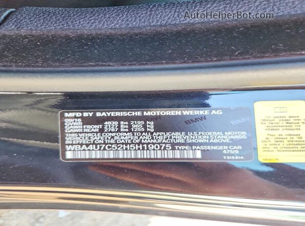 WBA4U7C52H5H19075 2017 BMW 7 SERIES Black 
