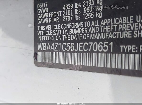WBA4Z1C56JEC70651 2018 BMW 4 SERIES Silver Widok komory silnika
