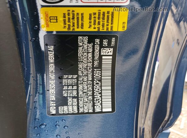 WBA53AP05RCP10691 2024 BMW 4 SERIES Blue Vista del compartimento del motor