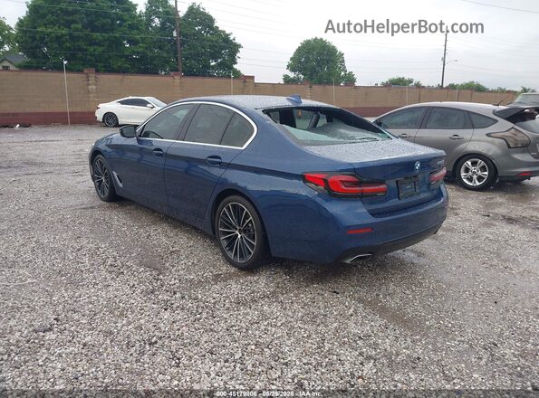 WBA53BH03MCF18296 2021 BMW 5 SERIES Blue Задня ліва чверть