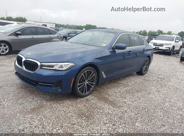WBA53BH03MCF18296 2021 BMW 5 SERIES Blue Передня ліва чверть
