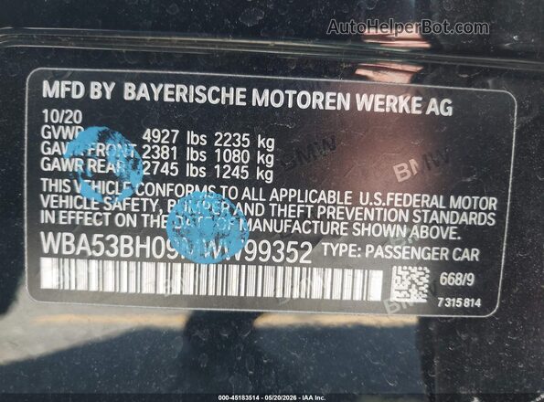 WBA53BH09MWW99352 2021 BMW 5 SERIES Black Widok komory silnika