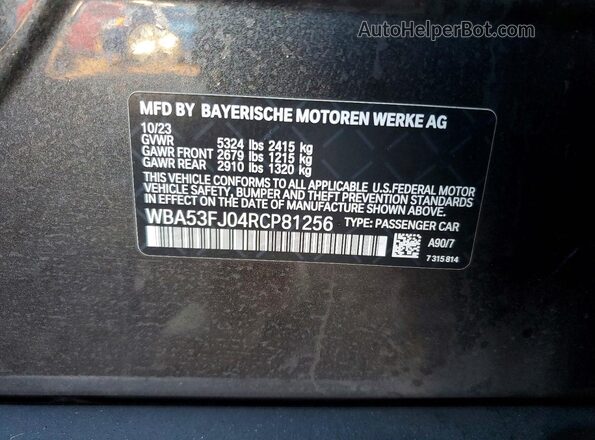 WBA53FJ04RCP81256 2024 BMW 5 SERIES Charcoal Vista del compartimento del motor
