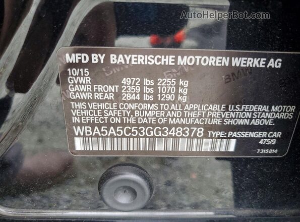 WBA5A5C53GG348378 2016 BMW 5 SERIES Black Widok komory silnika