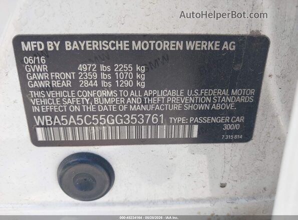 WBA5A5C55GG353761 2016 BMW 7 SERIES Белый Вид подкапотного пространства