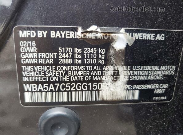 WBA5A7C52GG150936 2016 BMW 5 SERIES Gray Շարժիչի բաժամունքի տեսք